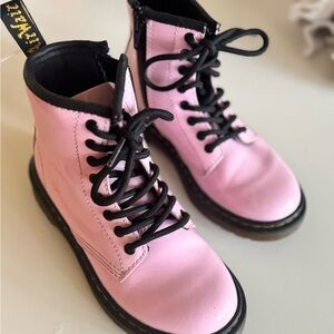 Pink Doc Martens kids lace up boots size 13